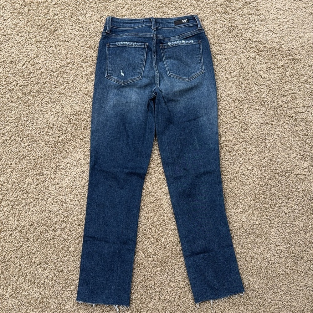 Kut From The Kloth High Rise Reese Fab Ab Ankle Straight Leg Jeans - Size 0 - Picture 7 of 7